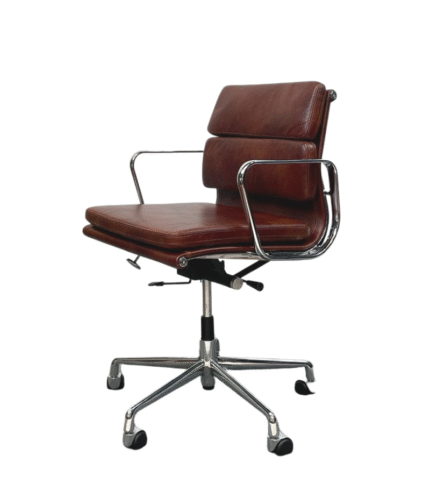 Cognac Brown Waxed Leather Eames Style 217 Executive Office Chair